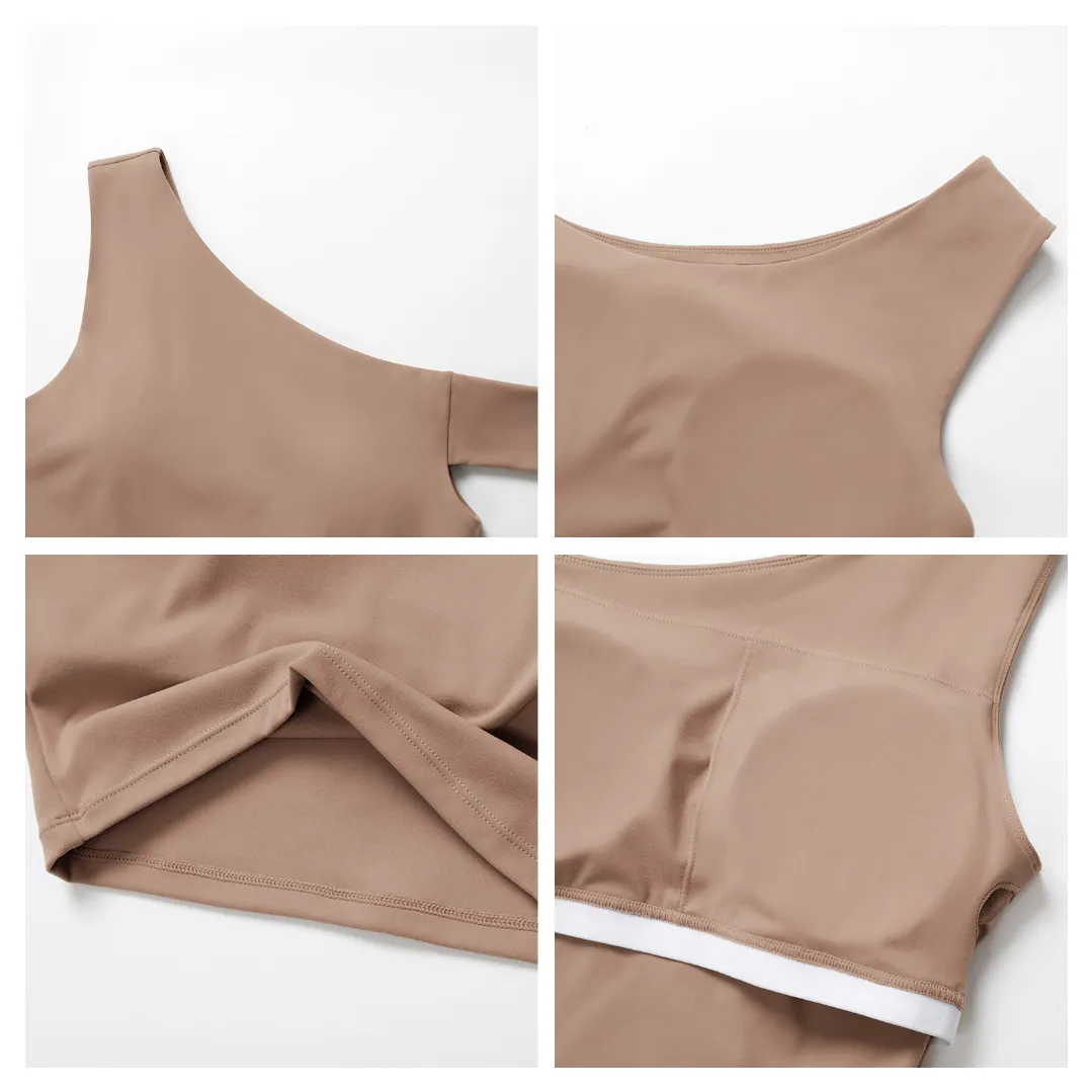 Recycled One Shoulder Crop Tank Top