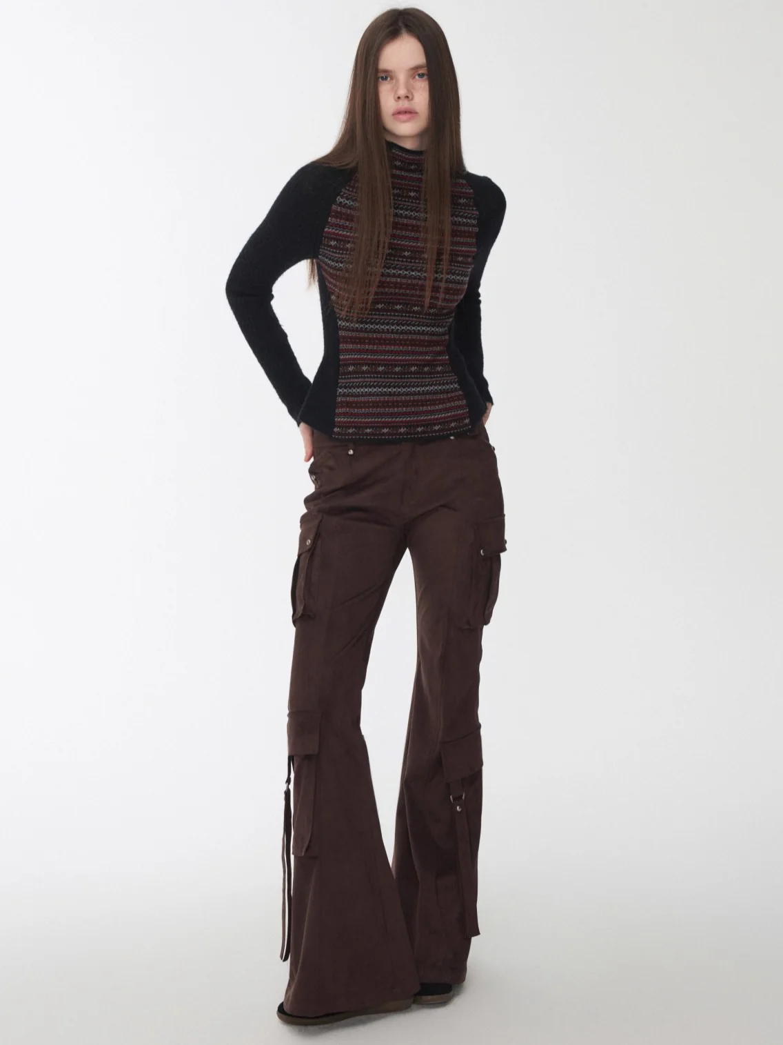 Fair Isle Raglan Knit Turtleneck Sweater