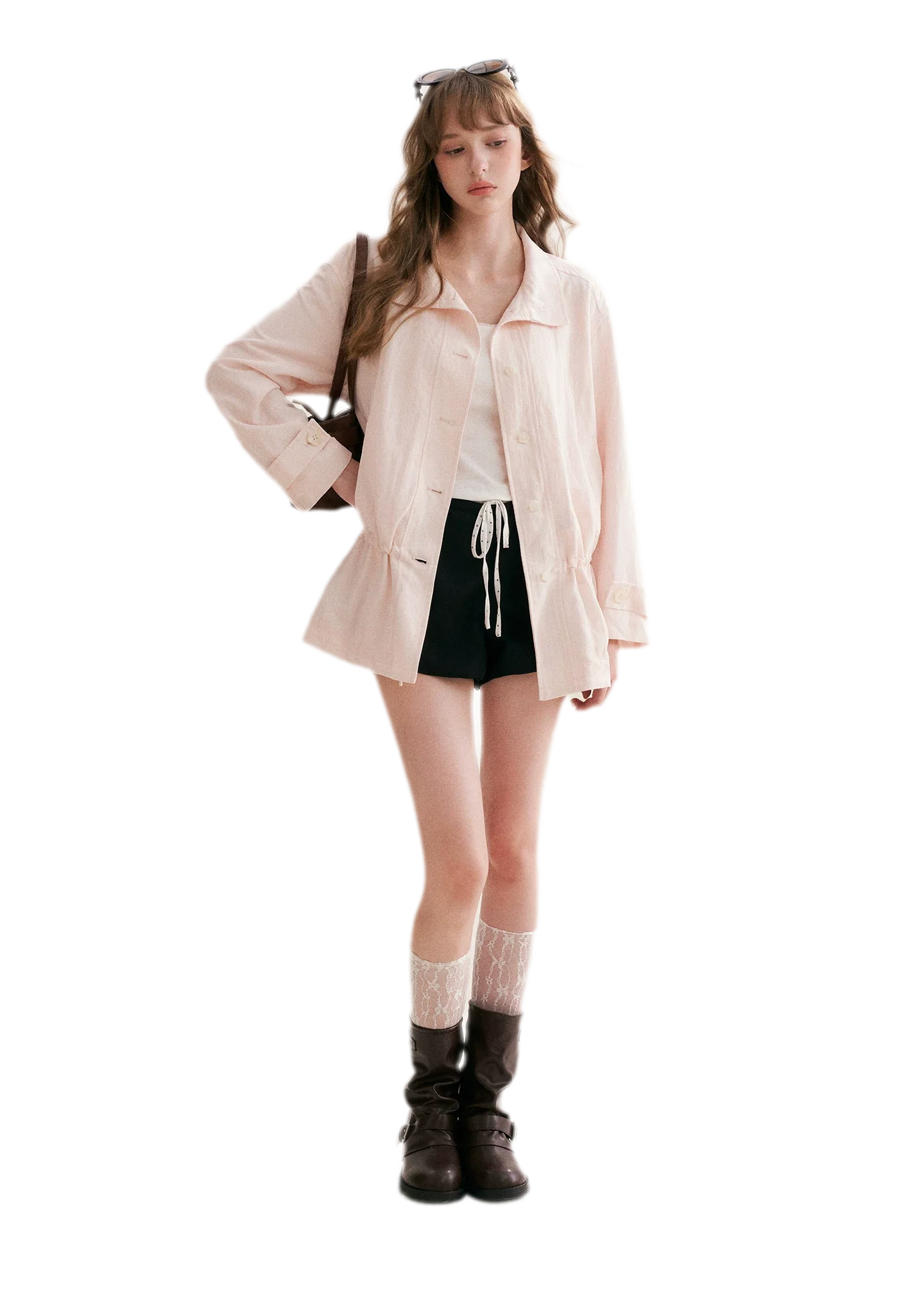 Wrinkled Relaxed Drawstring Coat