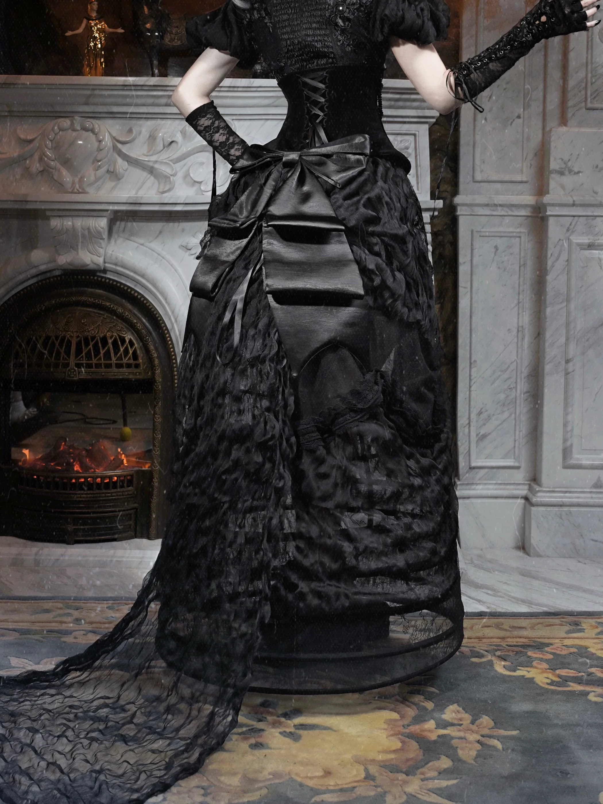 Gothic Bustle Train Skirt