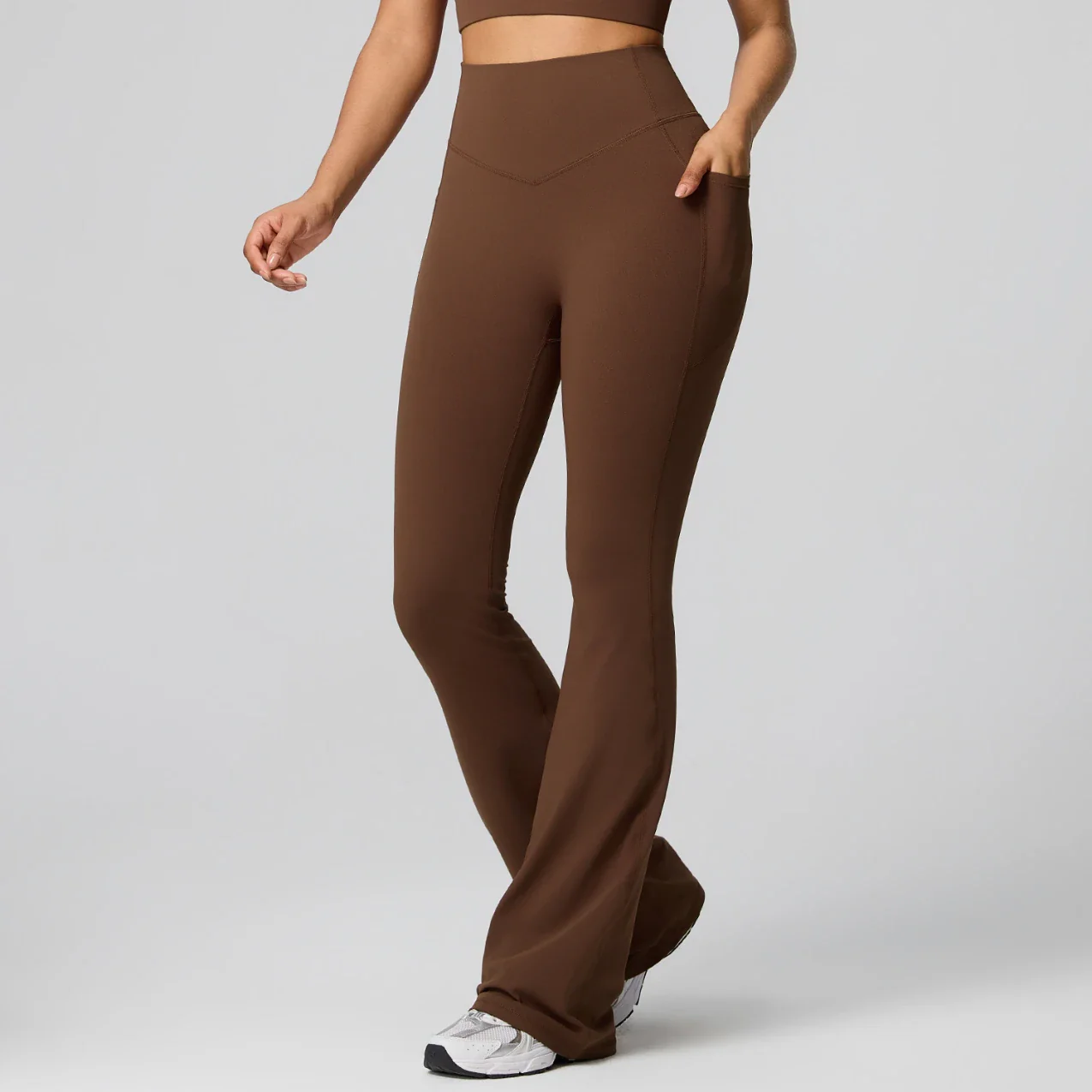 Women's High Waist Shaping Yoga Flare Pants with Pocket