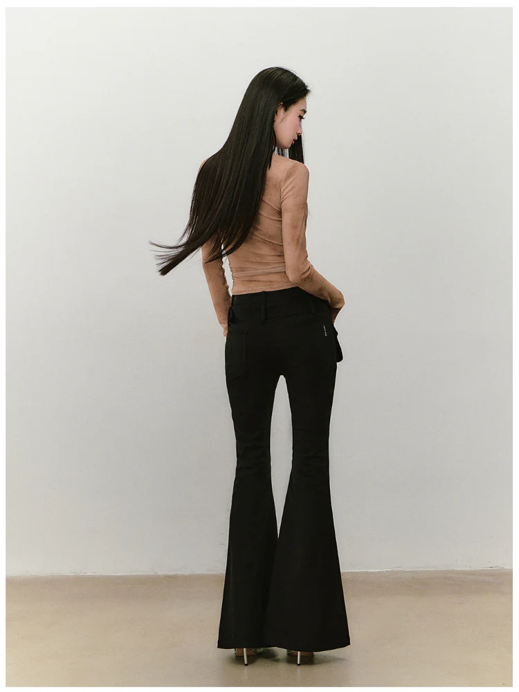 Chain Halter Draped Neck Fitted T-shirt