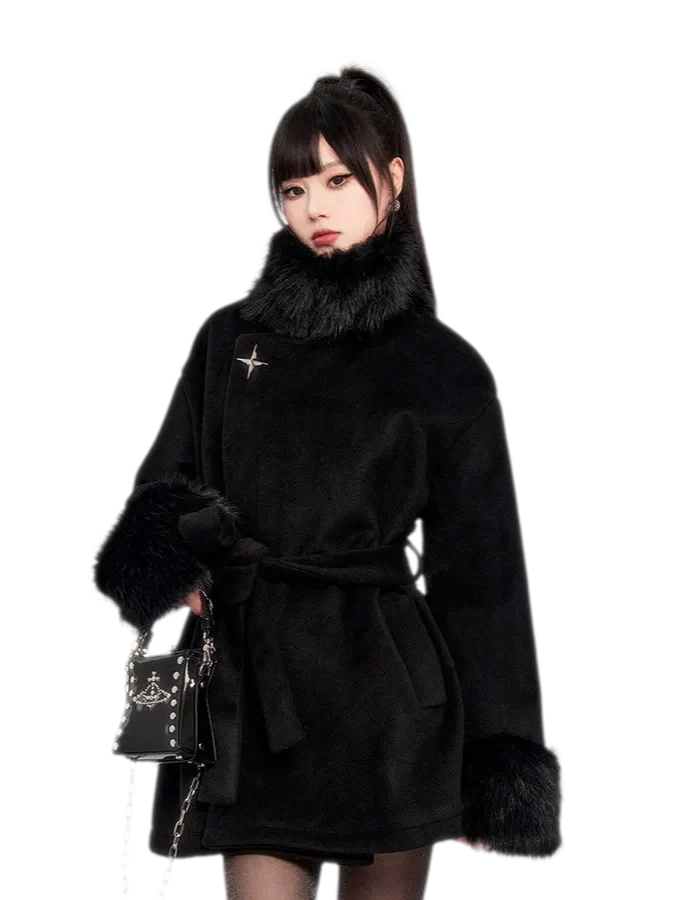 Faux Fur Short Wrap Coat