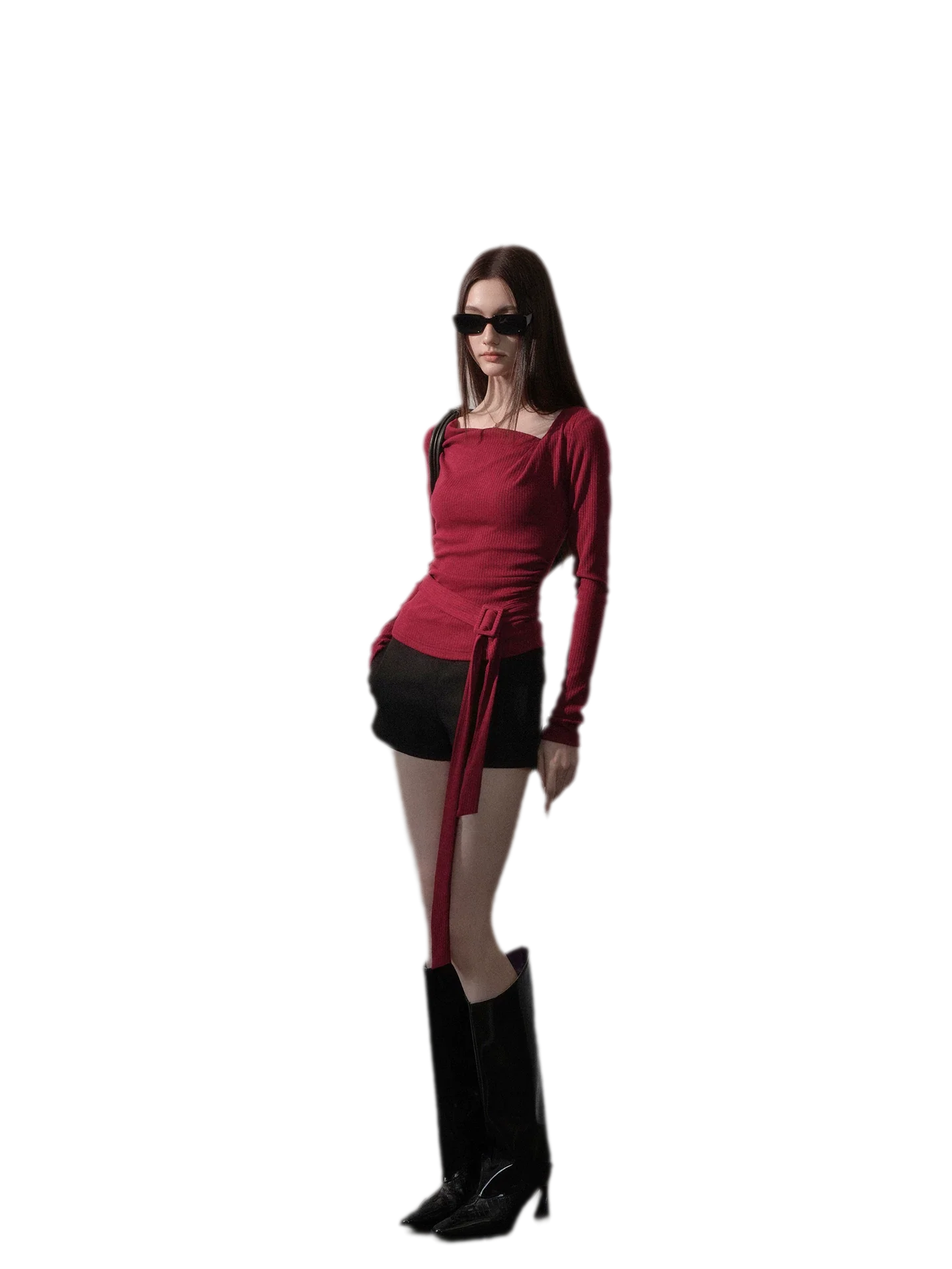 Ribbon Asymmetric Knit Top