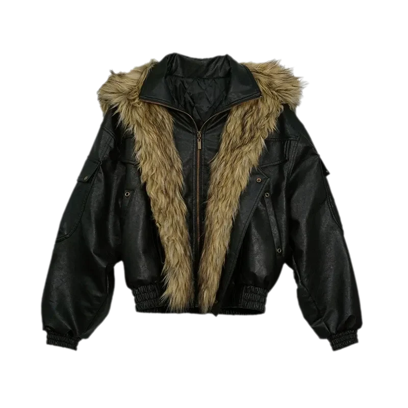 Detachable Fur Collar Flight Jacket
