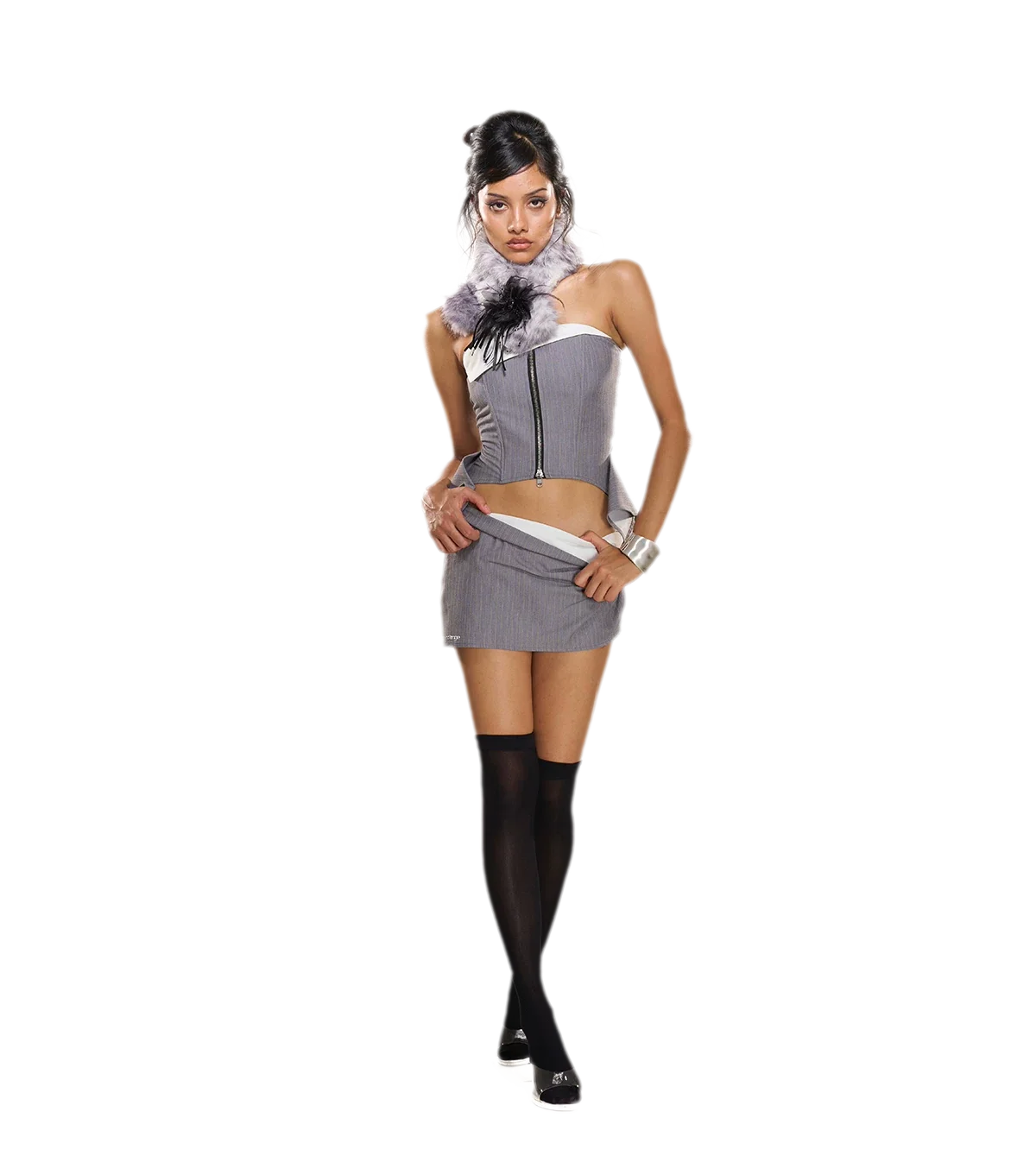 Striped Fishbone Bustier Skirt Set