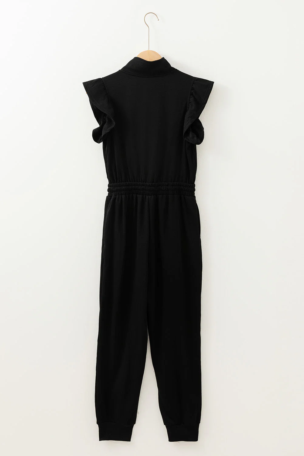 Zipper Flutter Sleeve High Waist Jumpsuit