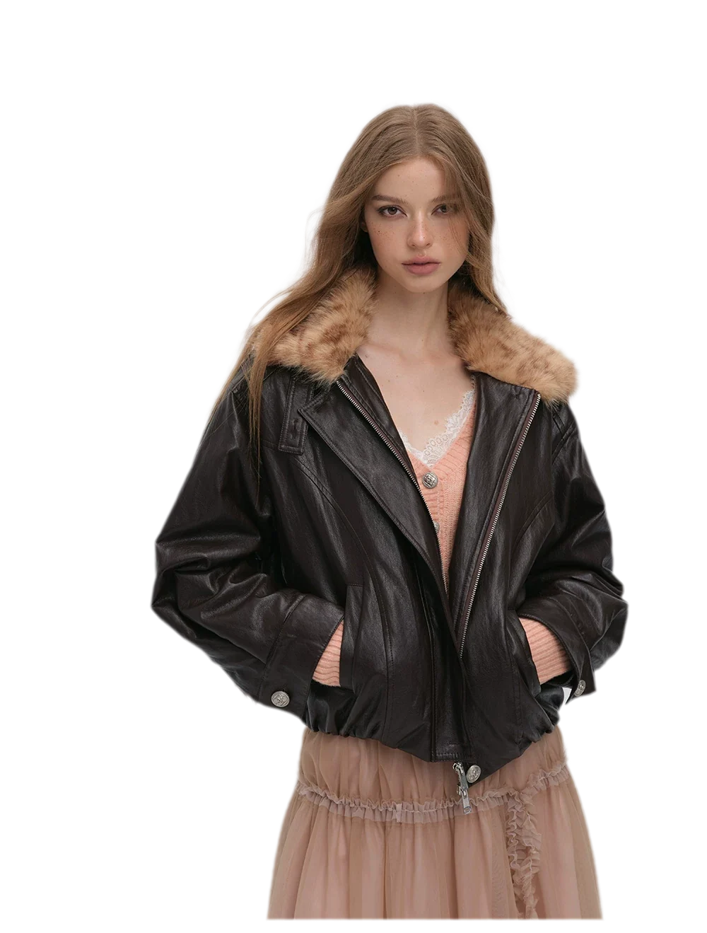 Metallic Leopard Collar Jacket