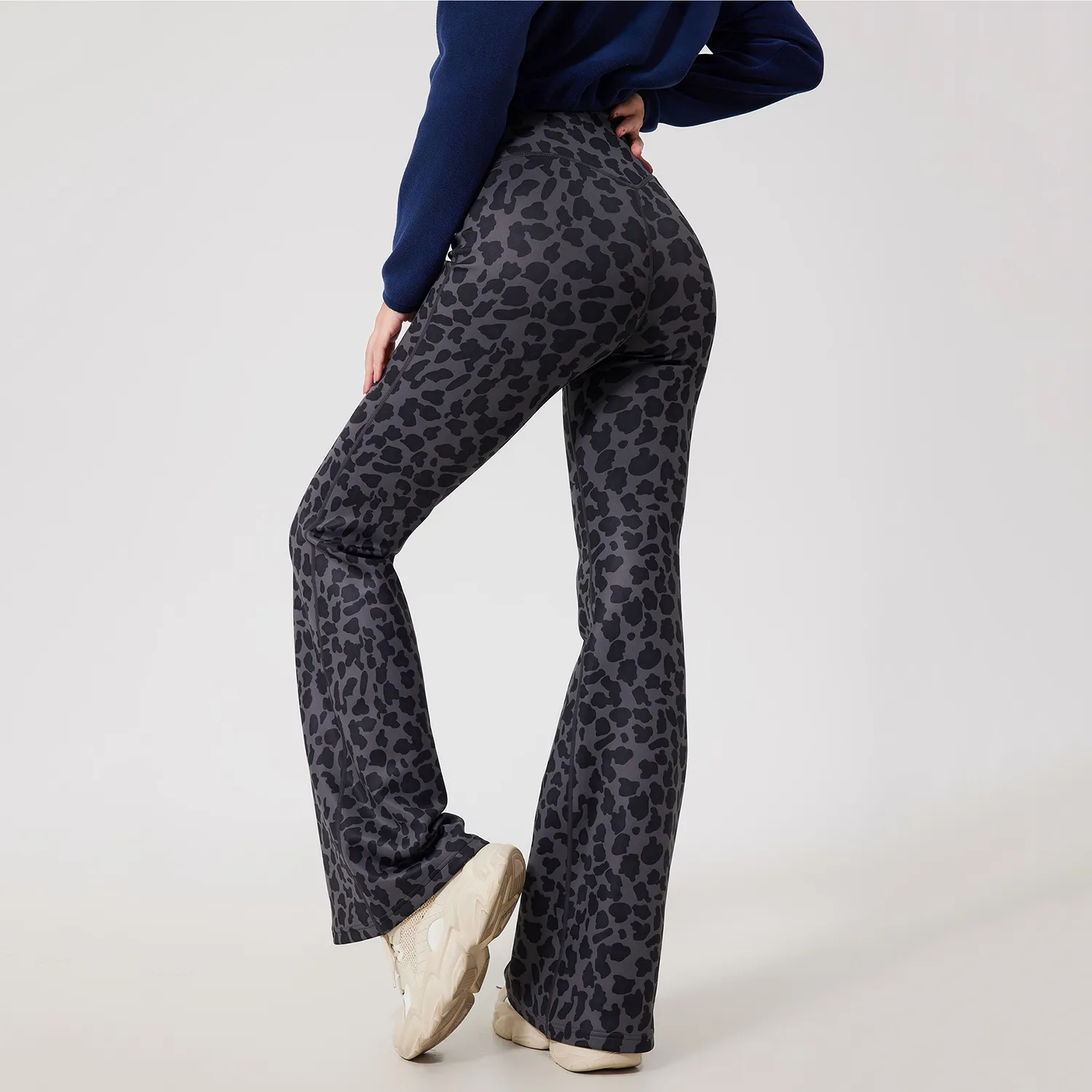Leopard Fleece Flared Pants