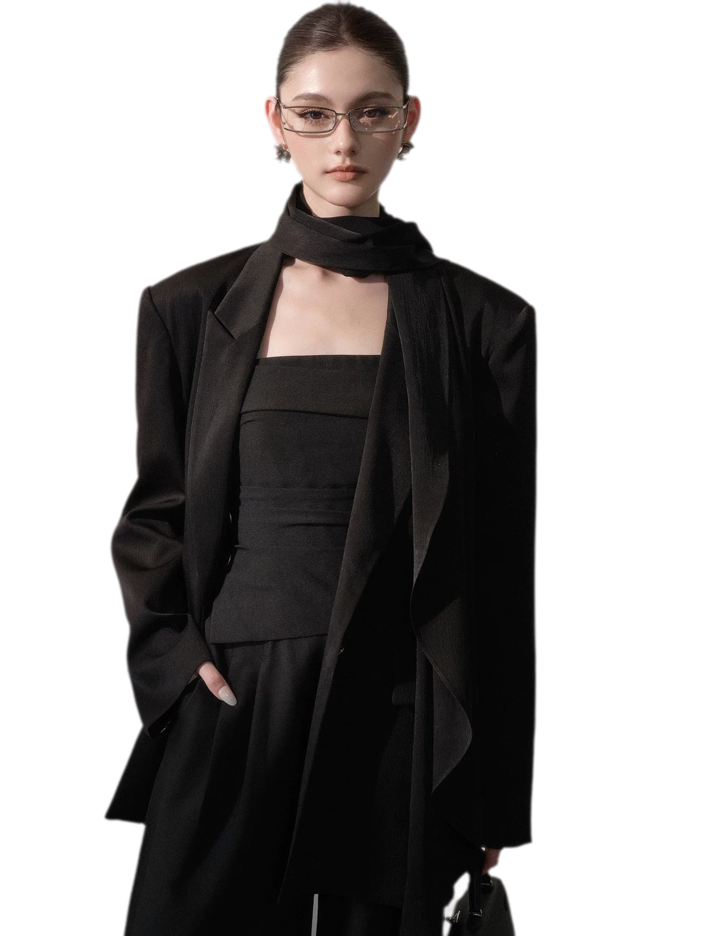 Satin Sash Relaxed Blazer