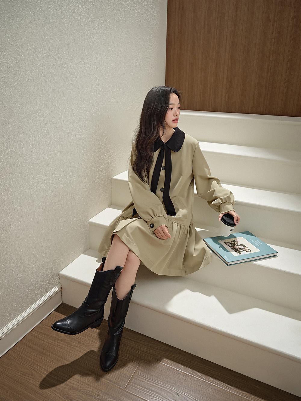 Ruffled Hem Coat