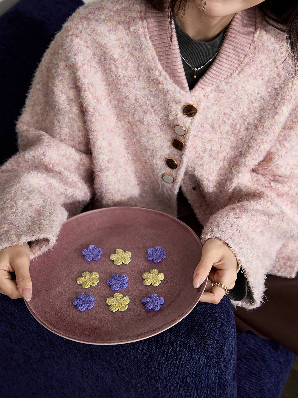 Pink Tweed Textured Jacket