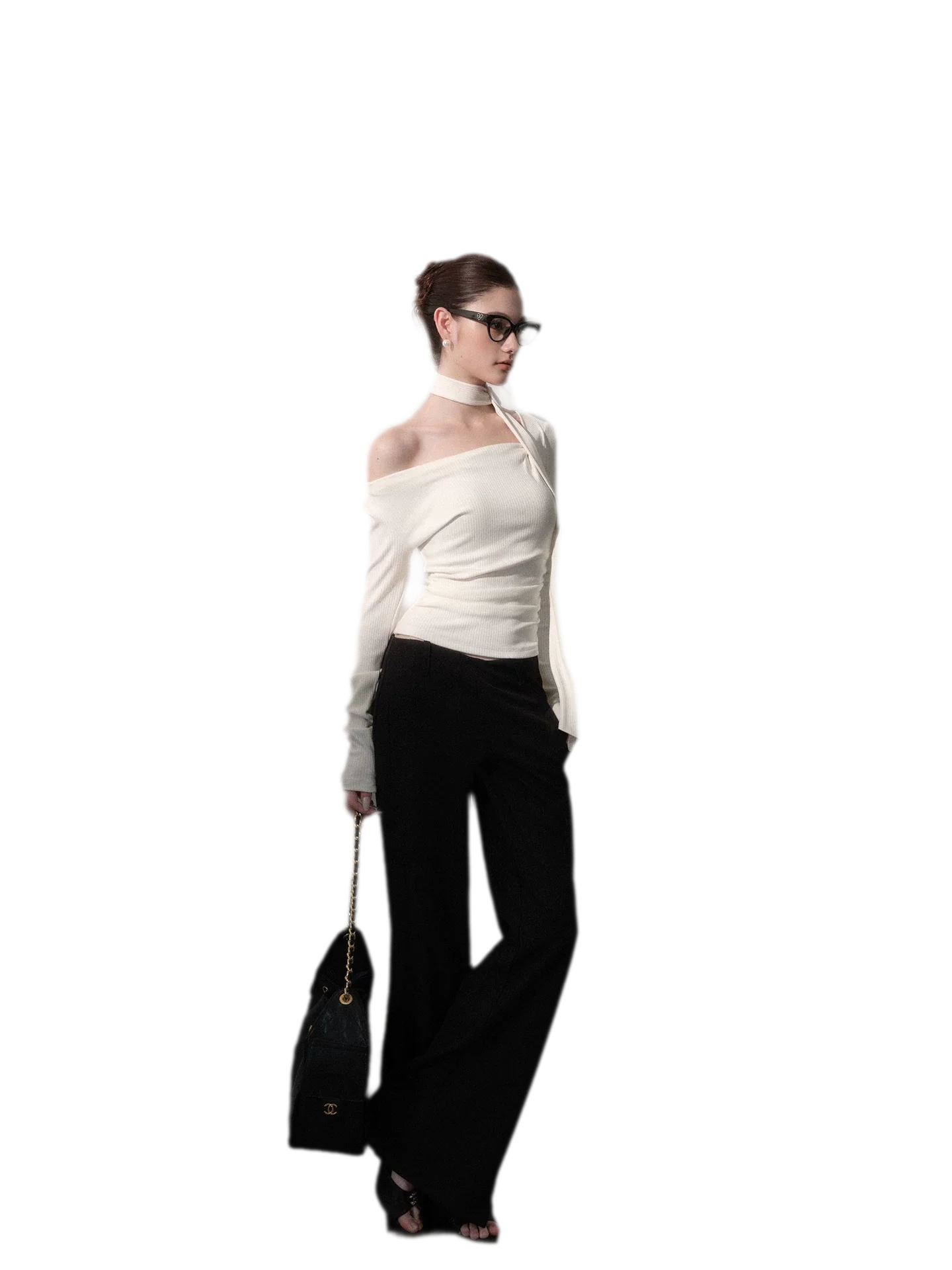 Ribbon Asymmetric Knit Top
