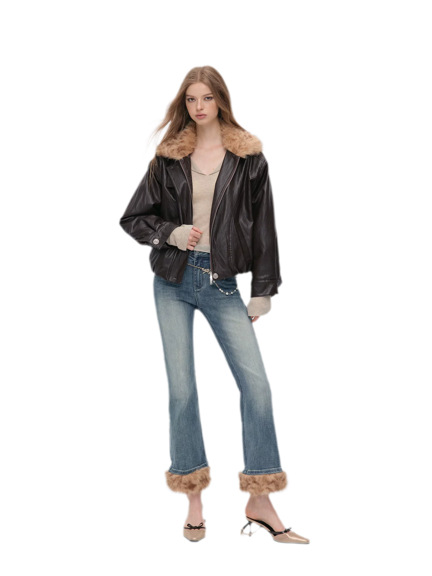 Metallic Leopard Collar Jacket