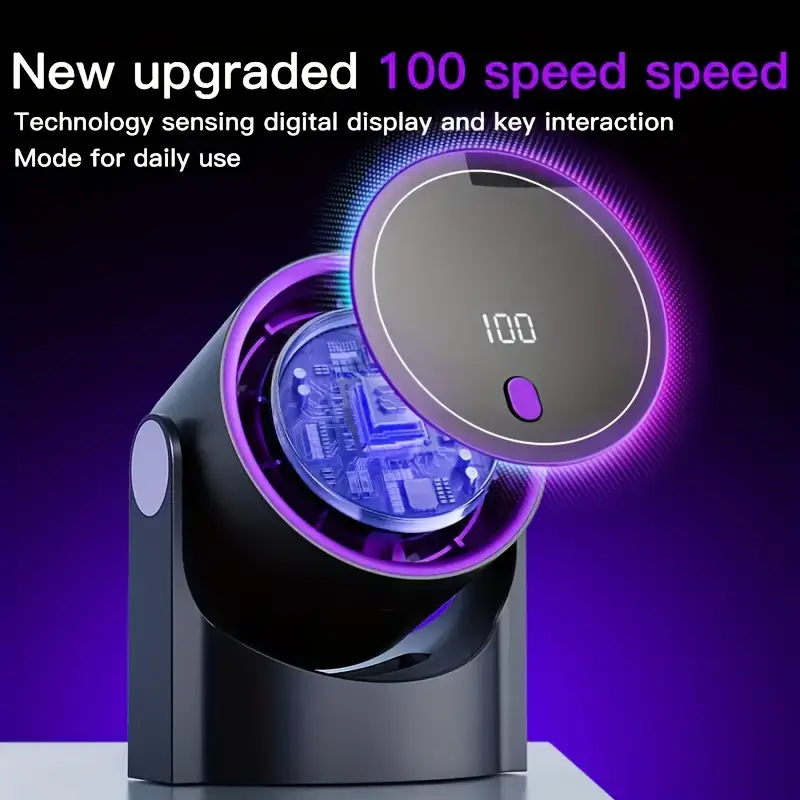 100 speed adjustable high speed turbine fan digital display rechargeable USB Fan - wall mountable