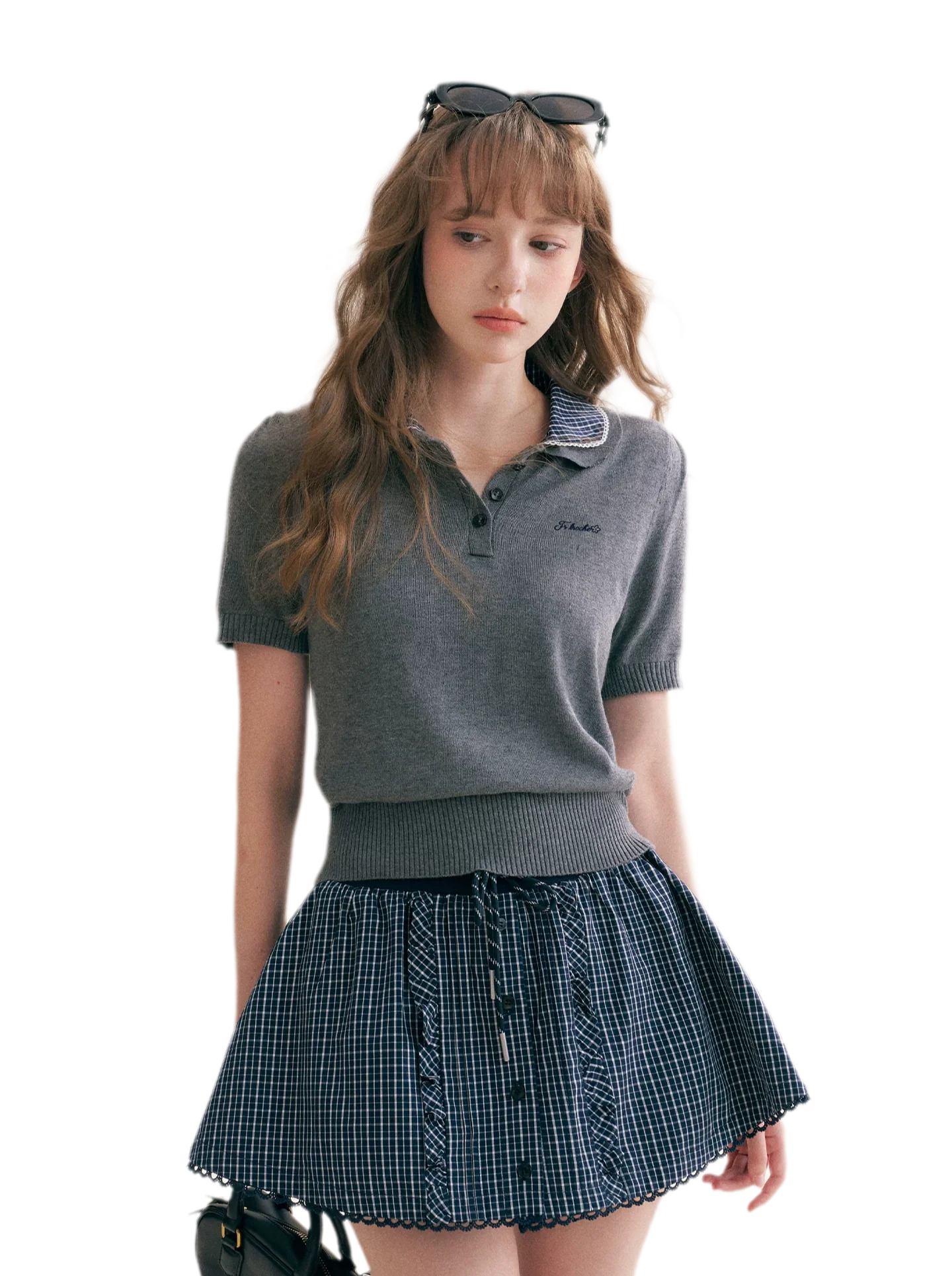 Wool Blend Plaid Skirt Set