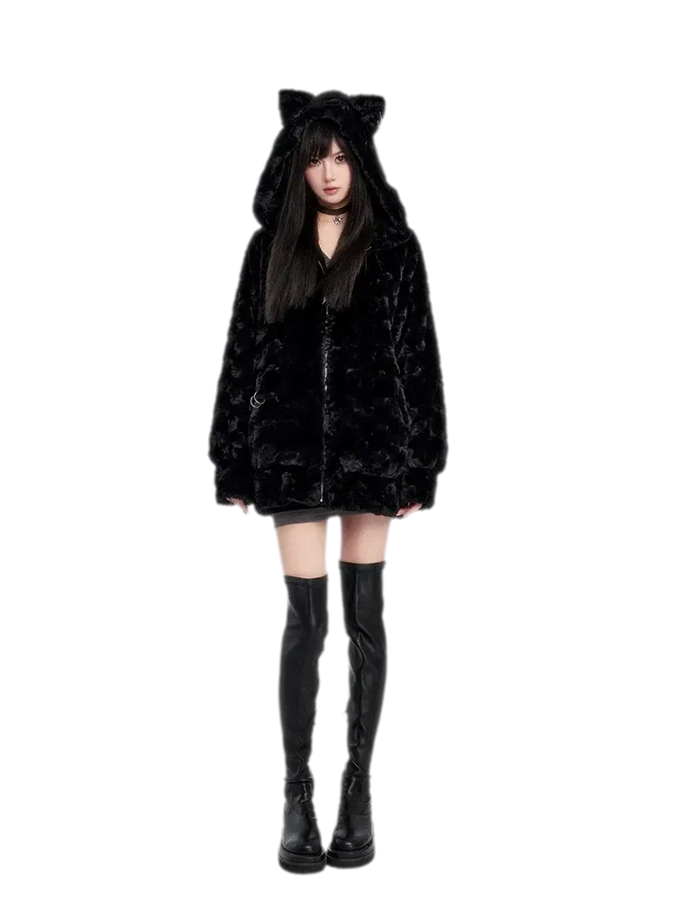 Eco Faux Fur Cat-Ear Hoodie