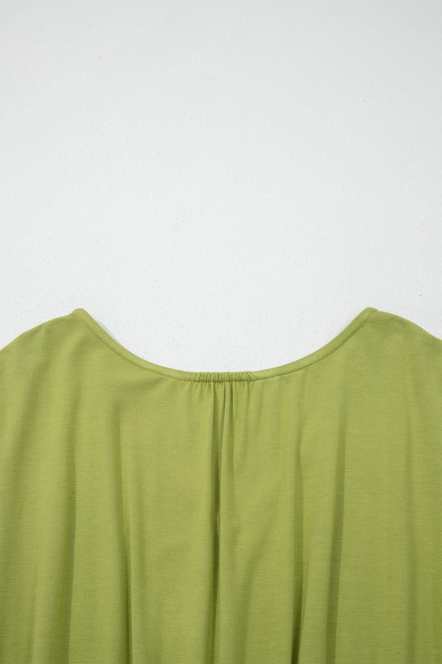 Solid V Neck Cap Sleeve Tunic Elastic Waist Versatile Maxi Dress