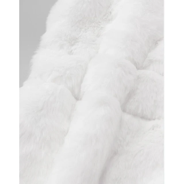 Jacket Coat Long Women's Black Sherpa Faux White Fur