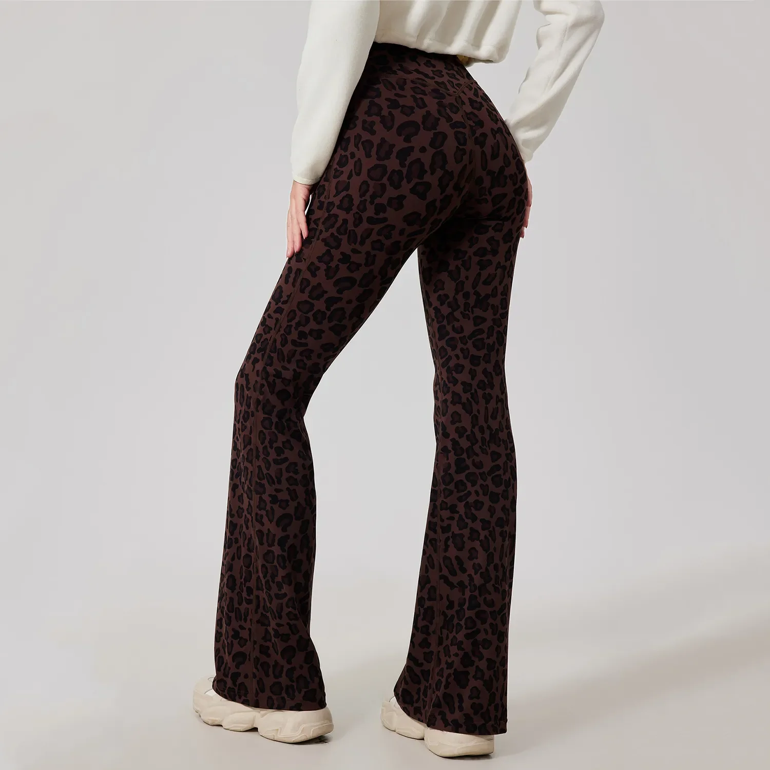 Leopard Fleece Flared Pants