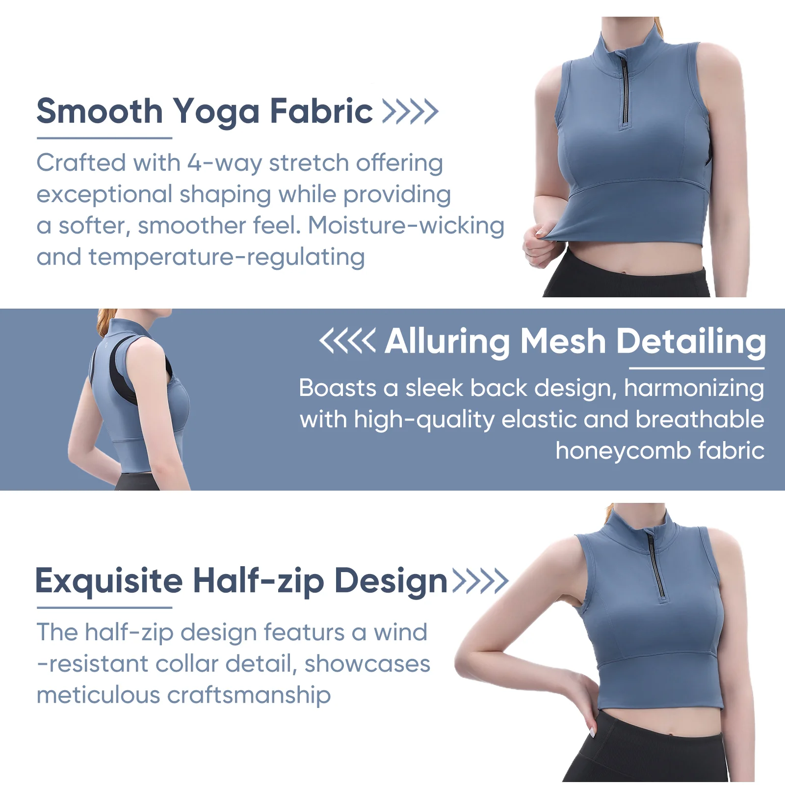 Half-Zip Stand-up Collar Crop Tank