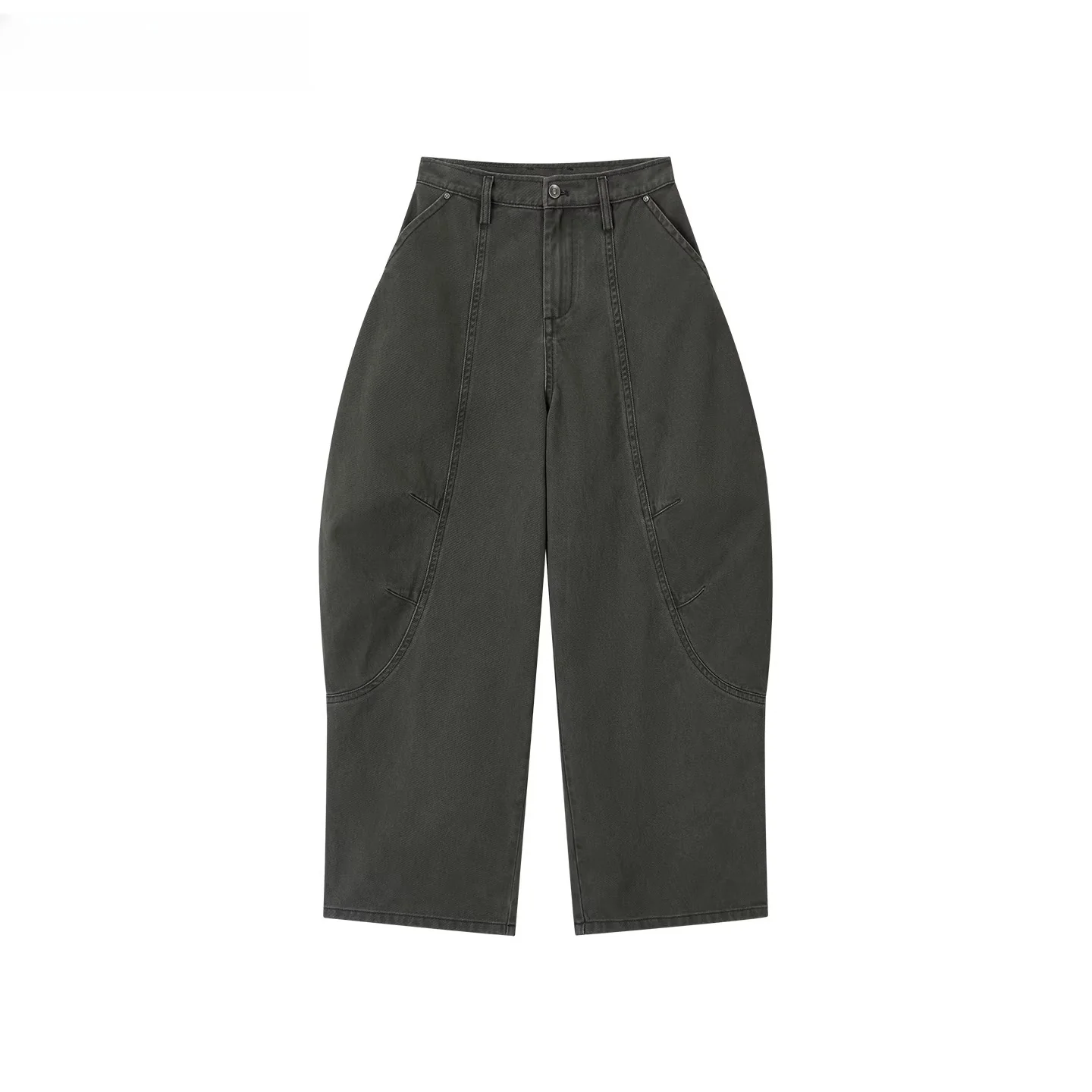 Army Green Relaxed Wide-Leg Pants