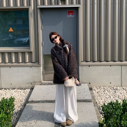 Plain Faux Fur Coat