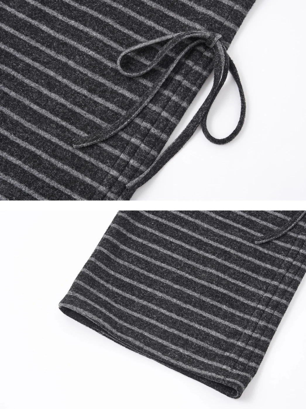Bow-Tie Drawstring Striped Tweed Pants