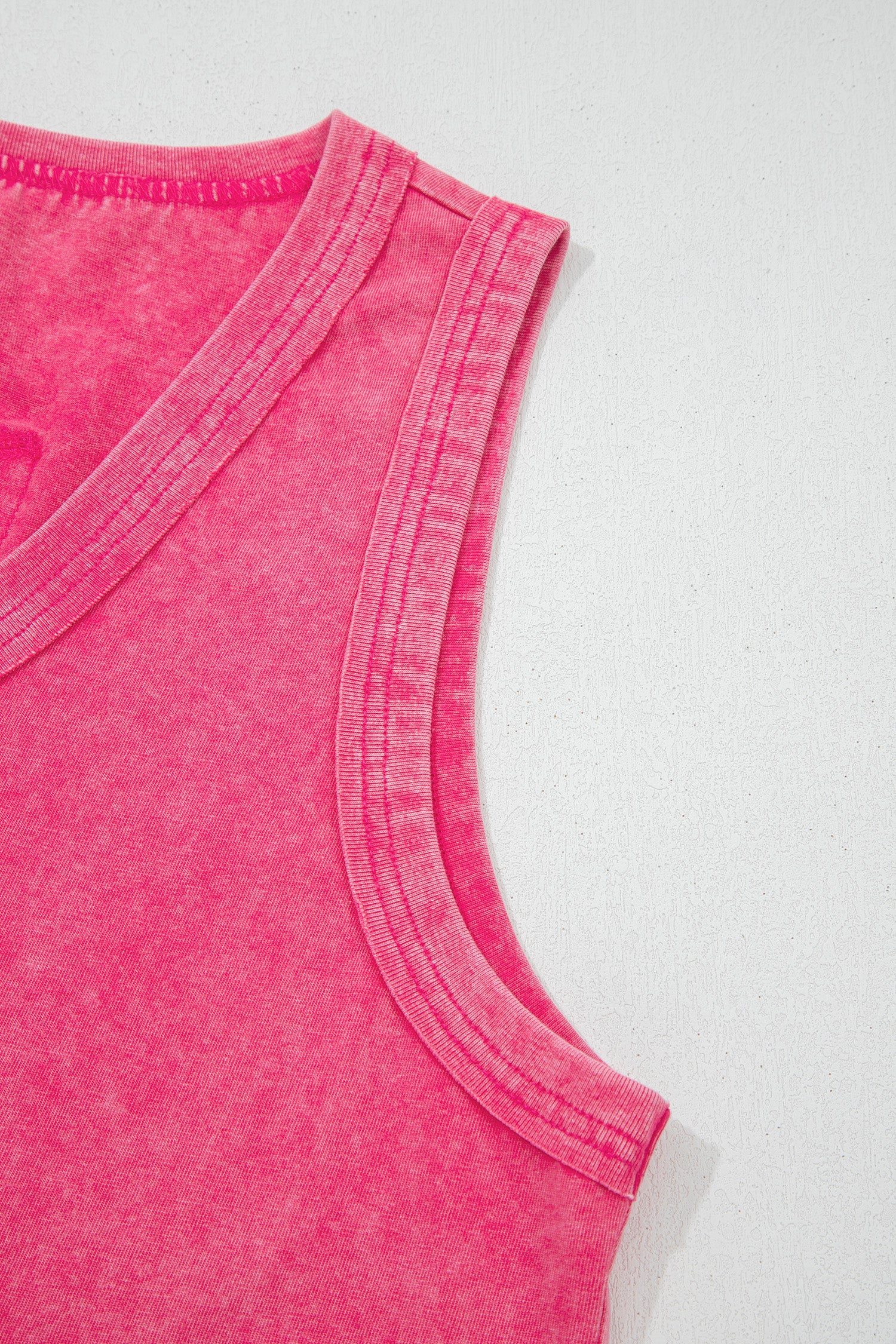 Summer Rose Red Mineral Wash V Neck Tank Top