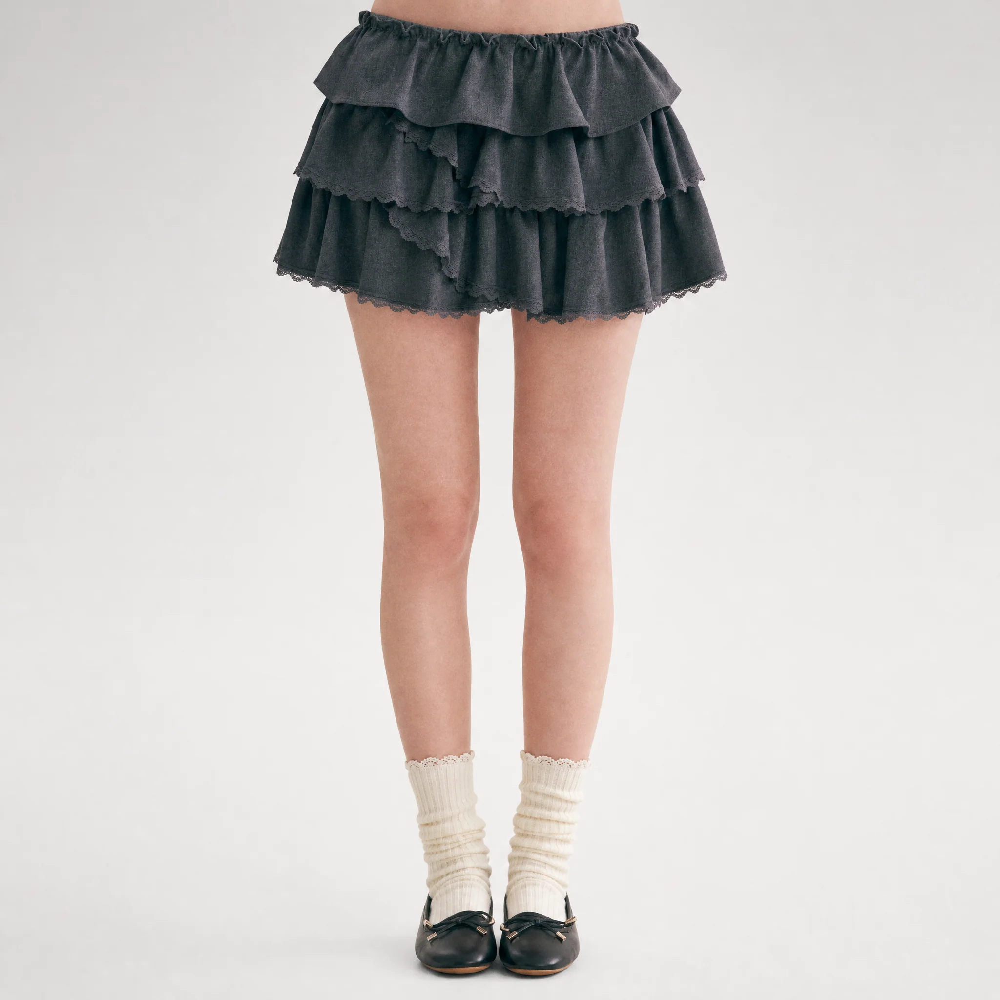 Layered Ruffle A-Line Skirt
