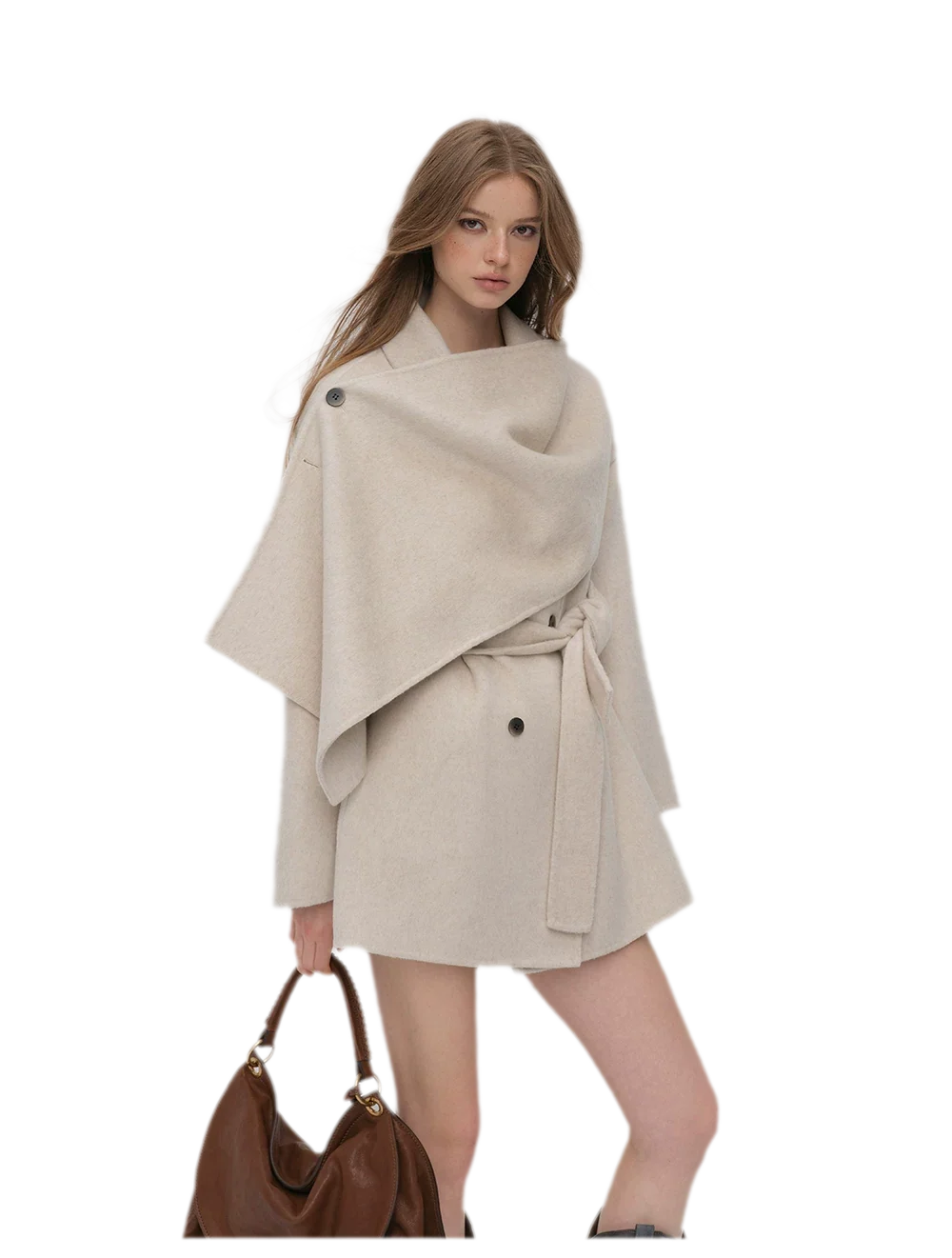 Double-Faced Wool Cape Coat
