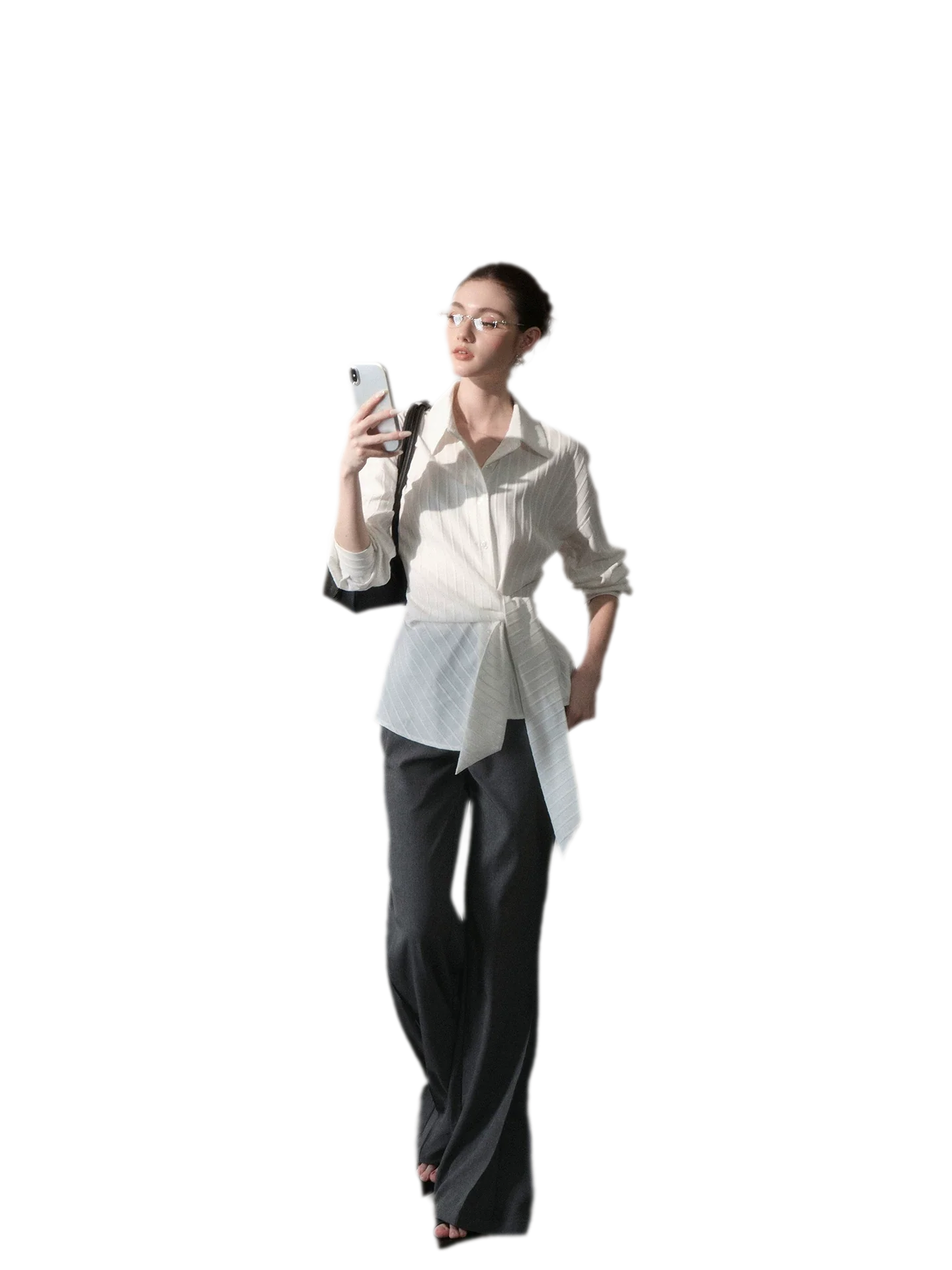 Vertical Striped Tie-Waist Shirt