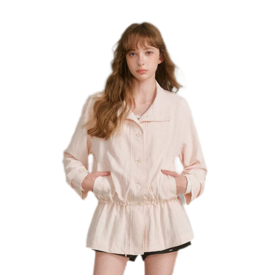 Wrinkled Relaxed Drawstring Coat