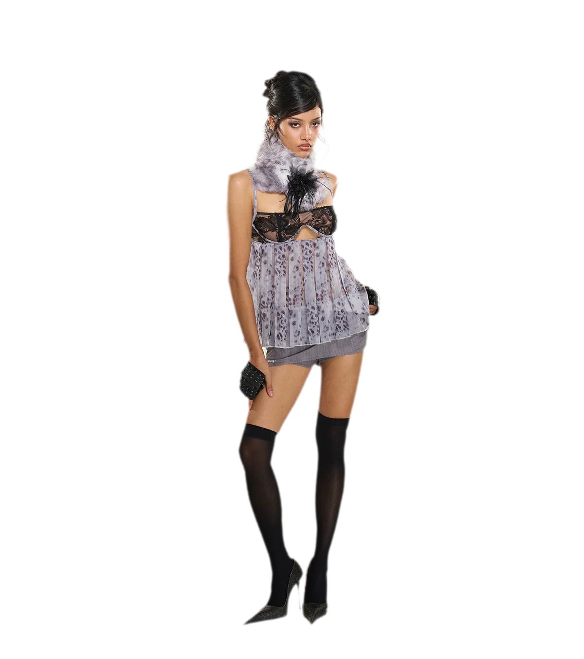 Striped Fishbone Bustier Skirt Set