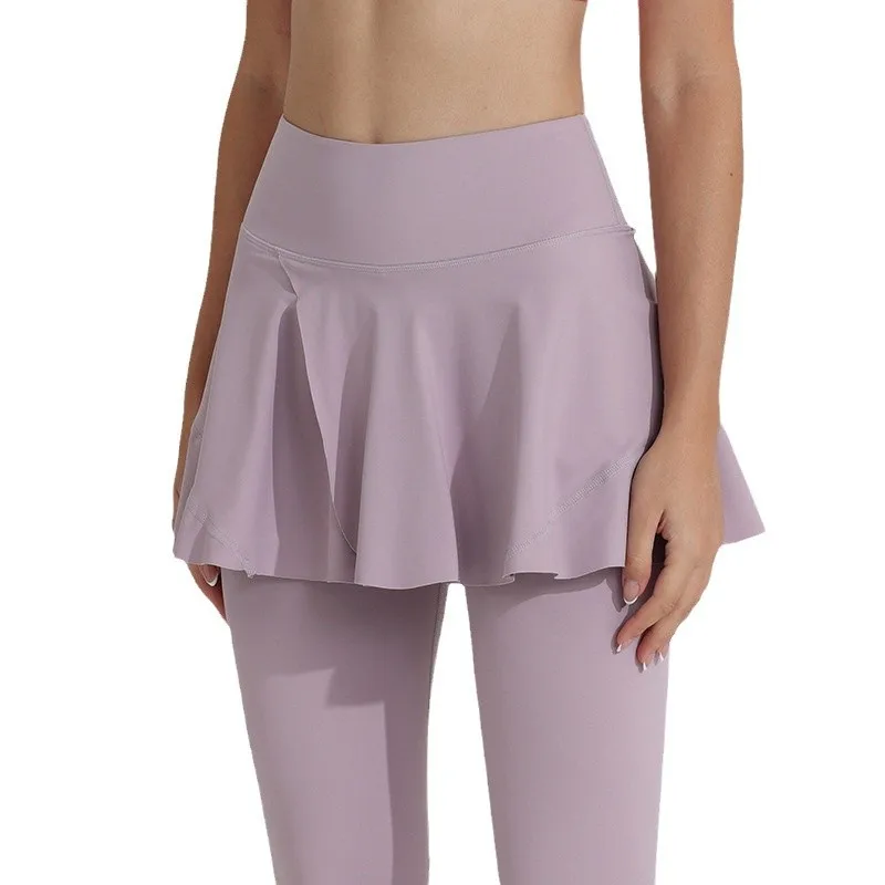 New Yoga Pants Women's High Waist Tennis Skirt Fitness Speed Drying Running Pocket Sports Skirt Tight Pants