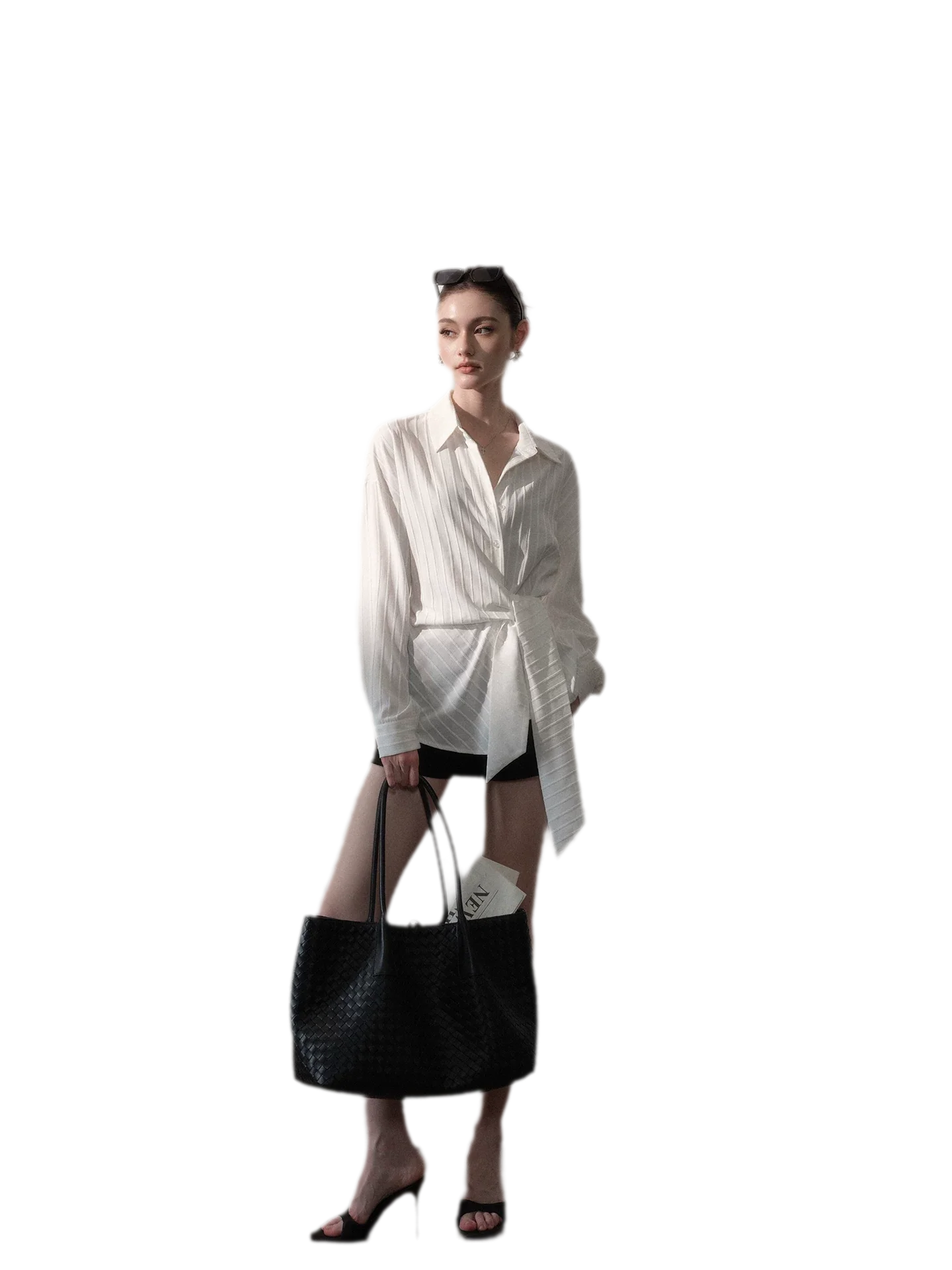 Vertical Striped Tie-Waist Shirt
