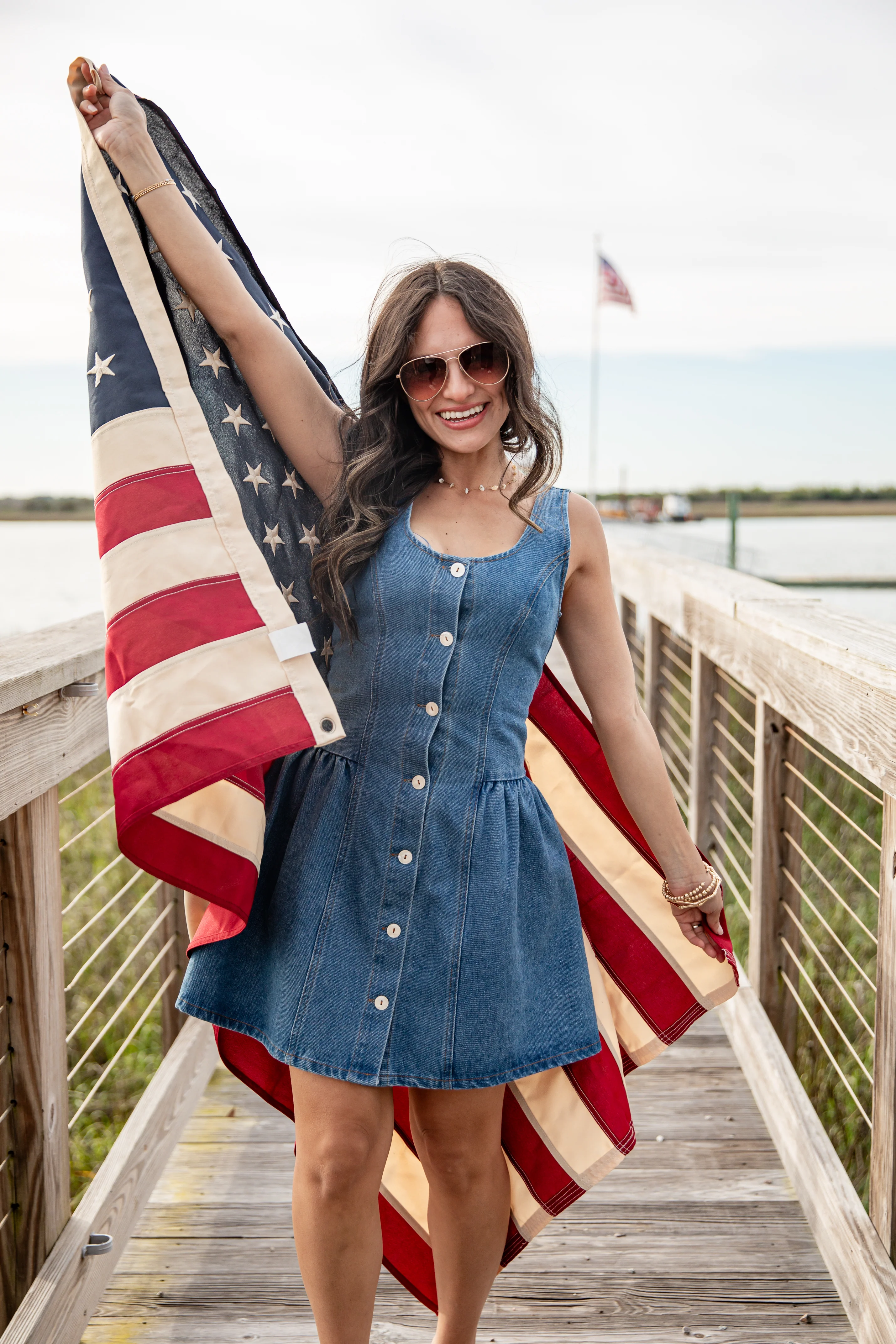 Denim Button Front Mini Dress