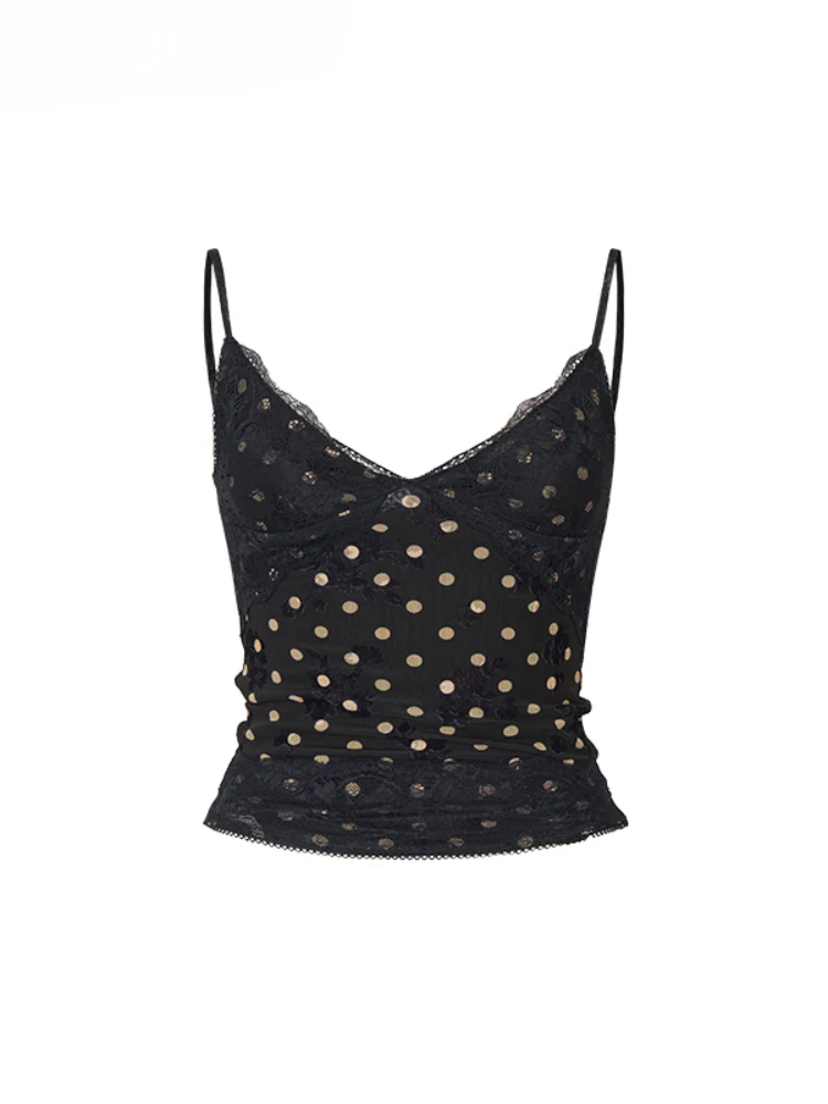 Irregular Tie-Dye Polka Dot Lace Vest