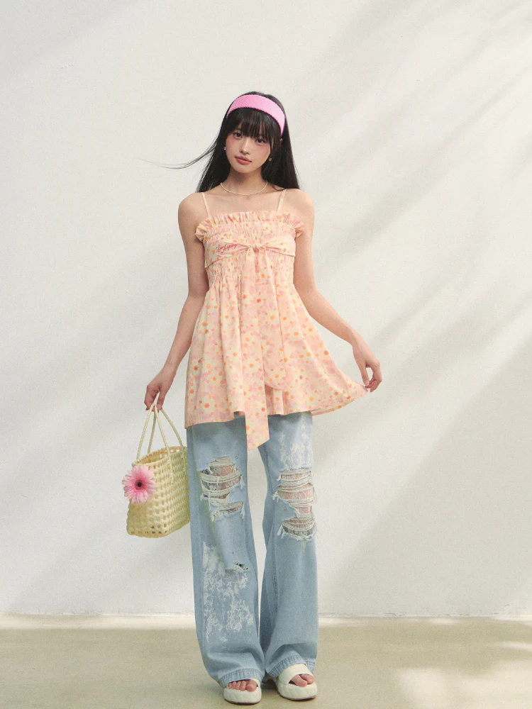 Printed Strappy Three-Way Strapless Camisole