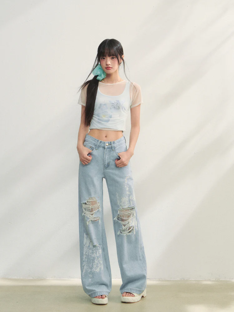 Blue Printed 2-in-1 T-shirt