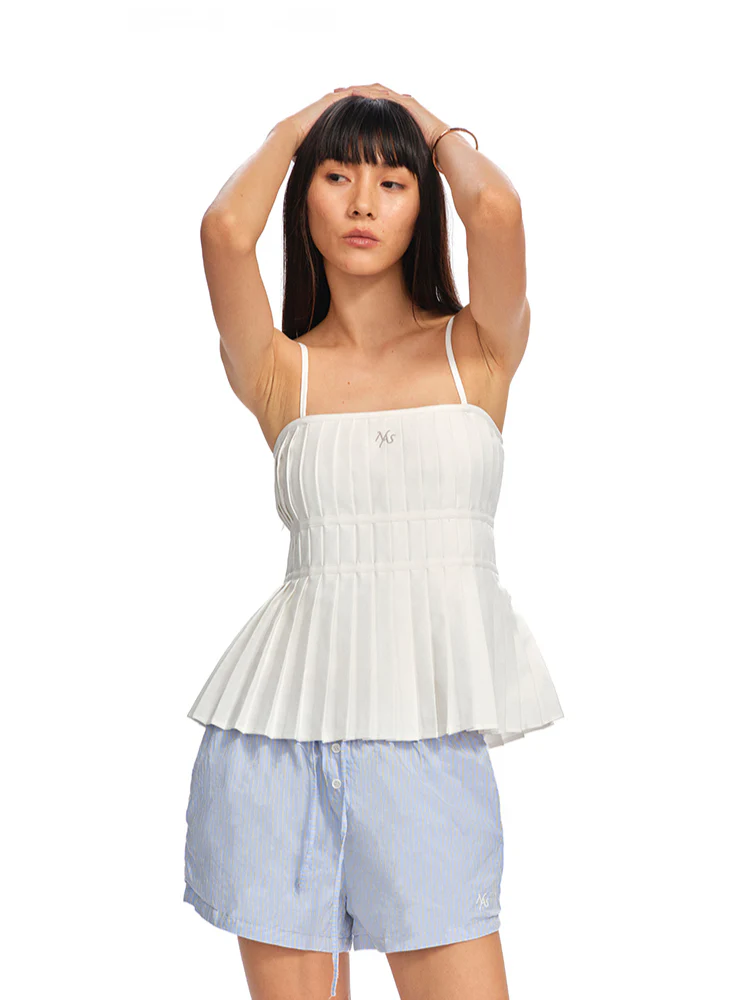 Off-The-Shoulder Backless Waist-Cinching Vest Sling