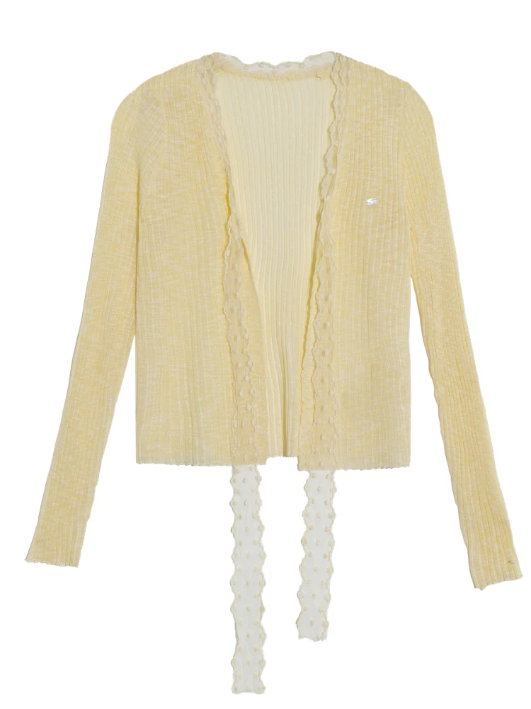 Lace Trim Knit Cover-Up