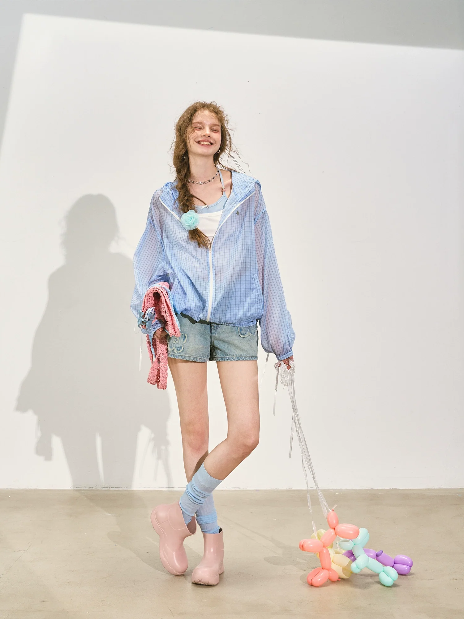 Cooling Checkered Hooded Sun - protection Shirt