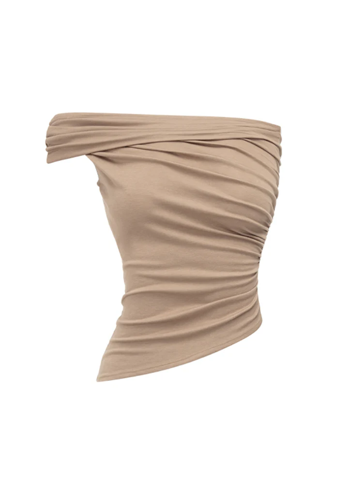 Irregular Multi-Wear Ruched Acetate T-Shirt