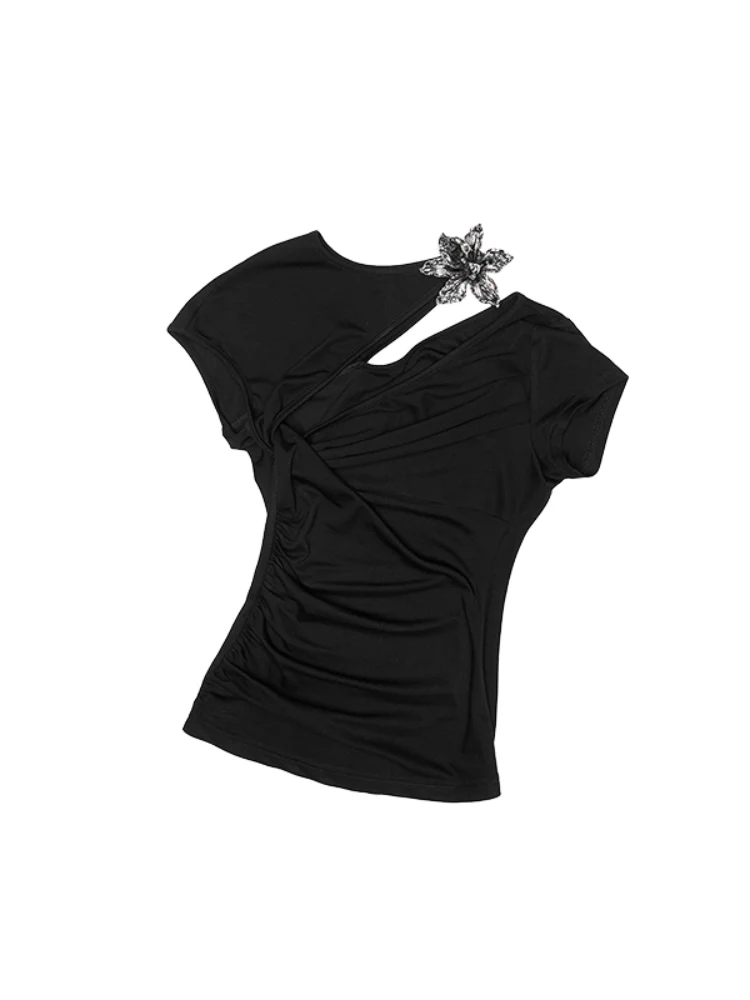 Knot-Pleated Slim-Fit Acetate T-shirt