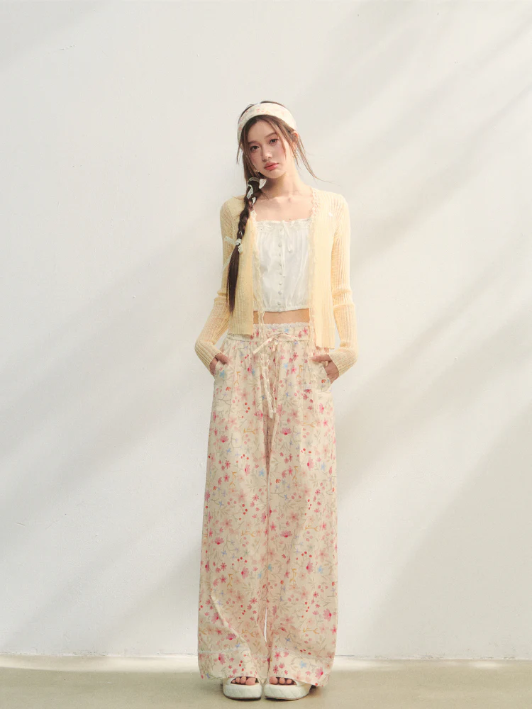 Lace Trim Knit Cover-Up