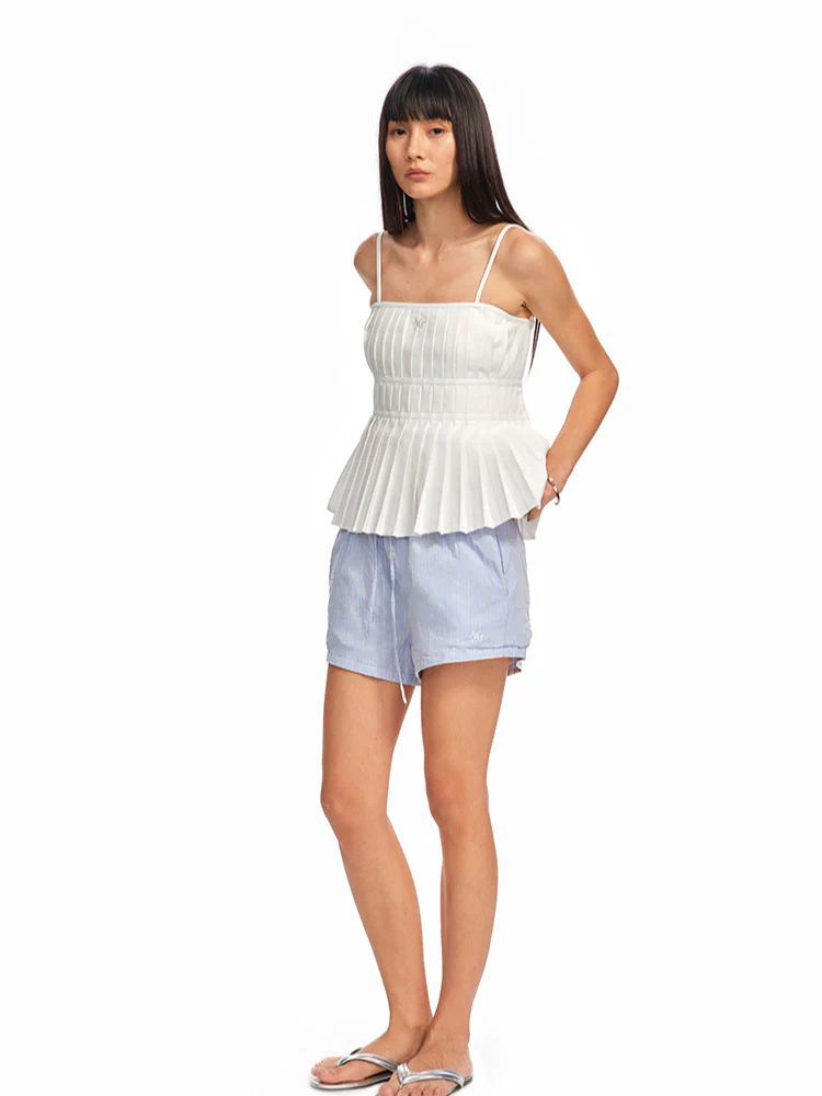 Off-The-Shoulder Backless Waist-Cinching Vest Sling