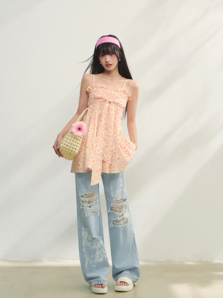 Printed Strappy Three-Way Strapless Camisole