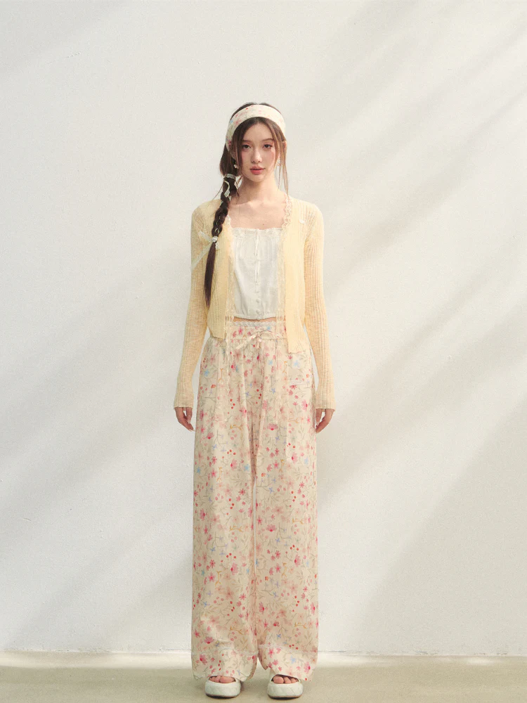 Lace Trim Knit Cover-Up