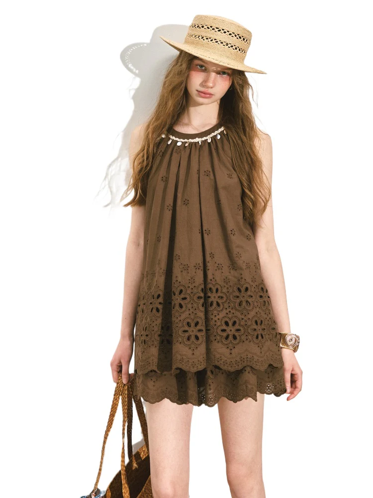 Vacation-Style Sleeveless Top & Skirt Set